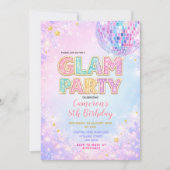 Pastel Sparkle Disco Glam Kids Birthday Party 招待状 (正面)