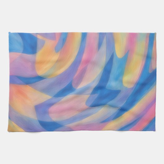 Pastel Spills Artsy Abstract Kitchen Towel キッチンタオル (横)