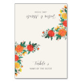 Pastel Spring Dahlia Flowers Wedding Place Card テーブルナンバー (正面)