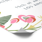 Pastel spring meadow blooms welcome wedding sign ポスター (角)