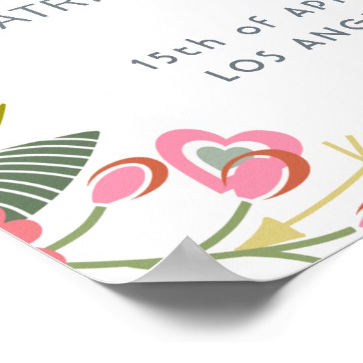 Pastel spring meadow blooms welcome wedding sign ポスター (角)