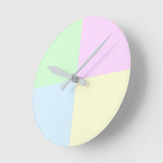 Pastel Squares Modern ラウンド壁時計 (傾斜)