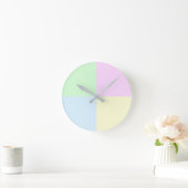 Pastel Squares Modern ラウンド壁時計 (ホーム)