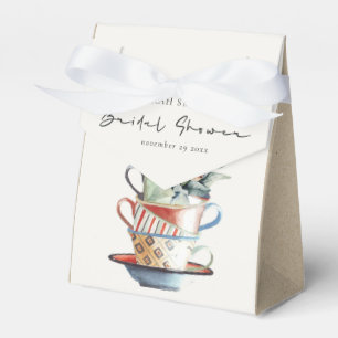 Pastel Stacked Cups Floral Bridal Shower Tea Party フェイバーボックス