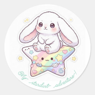 Pastel Star Rider Bunny - Dreamy Kawaii Celestial ラウンドシール