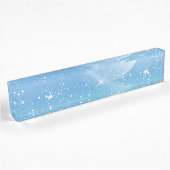 Pastel Starry Sky Blue Gradient Moon Galaxy Design デスクネームプレート