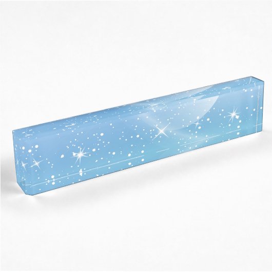 Pastel Starry Sky Blue Gradient Moon Galaxy Design デスクネームプレート