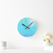 Pastel Starry Sky Blue Gradient Moon Galaxy Design ラウンド壁時計 (ホーム)