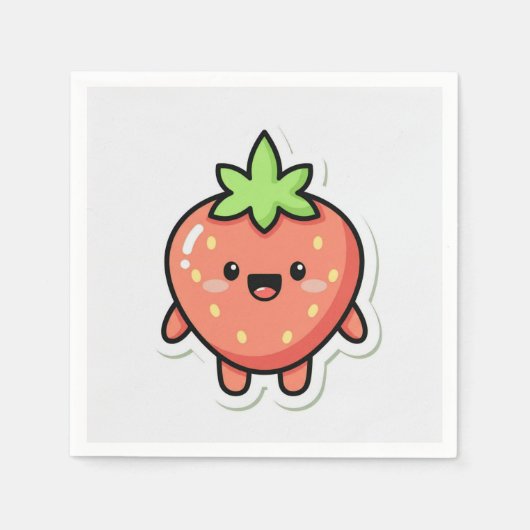 Pastel Strawberry Aesthetic Sticker – Cute Fruit I スタンダードカクテルナプキン (正面)