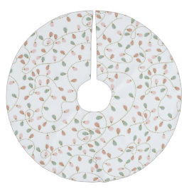  Pastel String Lights on Snowy White ブラッシュドポリエステルツリースカート