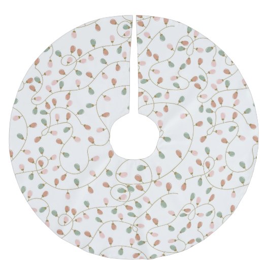 Pastel String Lights on Snowy White ブラッシュドポリエステルツリースカート (正面)