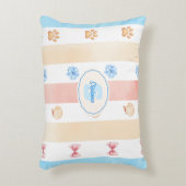 Pastel Stripe - Paw Prints, Blue Flower, Pink Bows アクセントクッション (正面(垂直))
