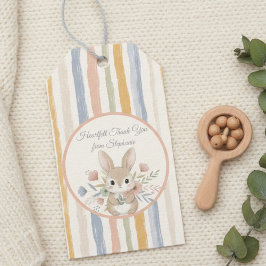 Pastel Stripe Watercolor Rabbit ギフトタグ