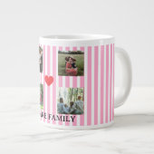 pastel striped family collage ジャンボコーヒーマグカップ (正面右)
