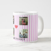 pastel striped family collage ジャンボコーヒーマグカップ (正面右)