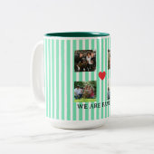 pastel striped family collage ツートーンマグカップ (正面左)