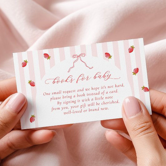 Pastel Stripes Berry Baby Shower Books for Baby エンクロージャーカード
