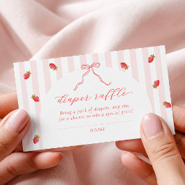 Pastel Stripes Berry Baby Shower Diaper Raffle エンクロージャーカード