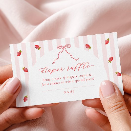 Pastel Stripes Berry Baby Shower Diaper Raffle エンクロージャーカード
