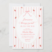 Pastel Stripes Berry Sweet Baby Shower Invitation 招待状 (正面)