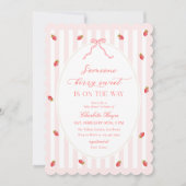 Pastel Stripes Berry Sweet Baby Shower Invitation 招待状 (正面)