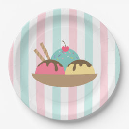 Pastel Stripes Ice Cream Social Ice Cream Sunday ペーパープレート