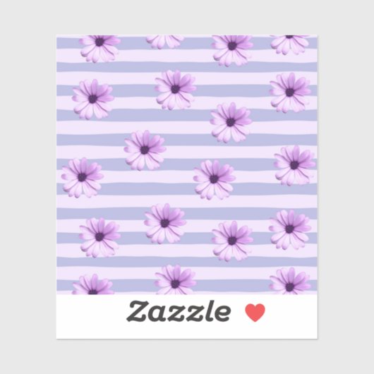 Pastel stripes pattern with Daisies シール (シート)
