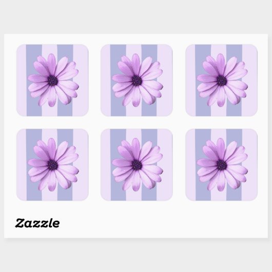 Pastel stripes pattern with Daisies スクエアシール (シート)