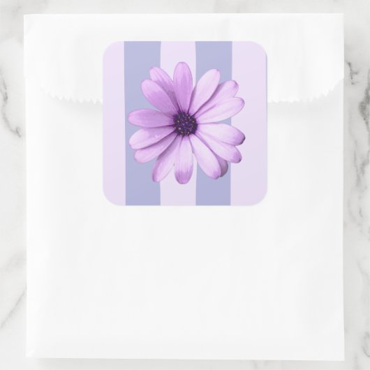 Pastel stripes pattern with Daisies スクエアシール (バッグ)