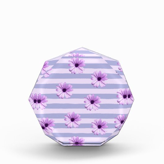Pastel stripes pattern with Daisies フォトブロック (正面)
