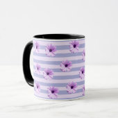 Pastel stripes pattern with Daisies マグカップ (正面左)
