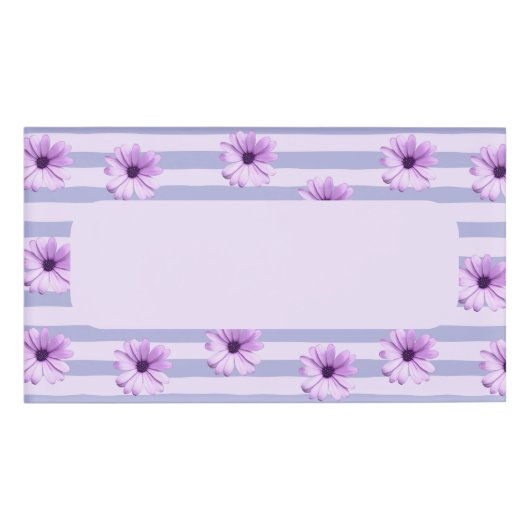 Pastel stripes pattern with Daisies 名札 (正面)