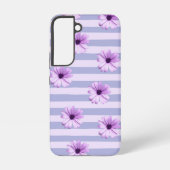 Pastel stripes pattern with Daisies Samsung Galaxyケース (裏面)