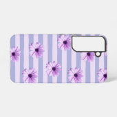 Pastel stripes pattern with Daisies Samsung Galaxyケース (裏面横)