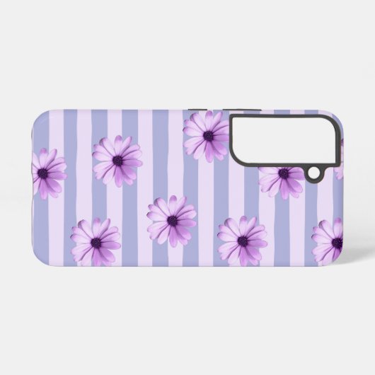 Pastel stripes pattern with Daisies Samsung Galaxyケース (裏面横)