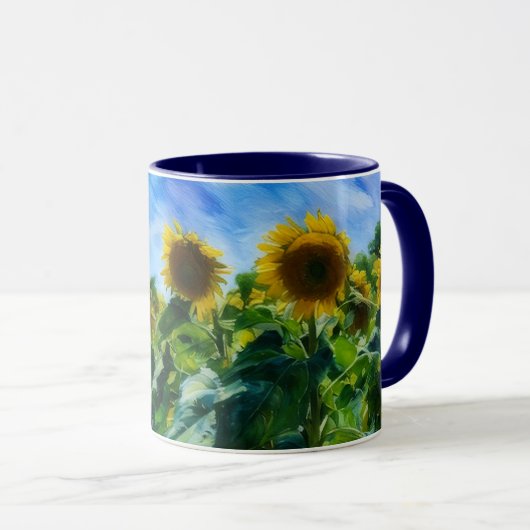 Pastel Style Art Sunflower Coffee Tea Mug マグカップ (正面右)