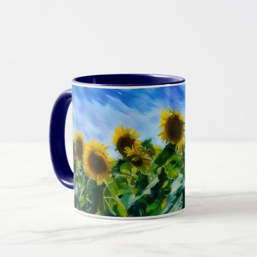 Pastel Style Art Sunflower Coffee Tea Mug マグカップ (正面左)