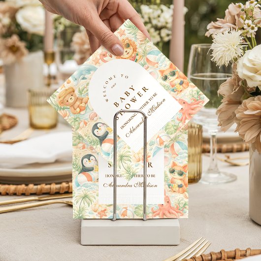 Pastel Summer Animals Baby Shower スタンダードカクテルナプキン