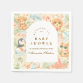 Pastel Summer Animals Baby Shower スタンダードカクテルナプキン (正面)