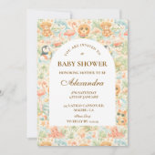 Pastel Summer Animals Baby Shower 招待状 (正面)