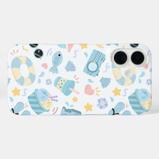 Pastel Summer Beach Pattern Case-Mate iPhoneケース (裏面 (横))