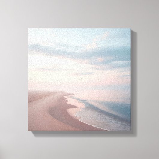 Pastel Sunrise Beach Canvas, Serene Morning Ocean キャンバスプリント (正面)