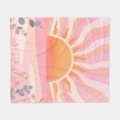 Pastel Sunrise Boho Meadow フリースブランケット (正面(横))