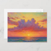 Pastel Sunset Beach - Painterly Style Seascape  ポストカード (正面/裏面)