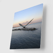 Pastel Sunset Naples Bay with Mount Vesuvius スクエア壁時計 (傾斜)