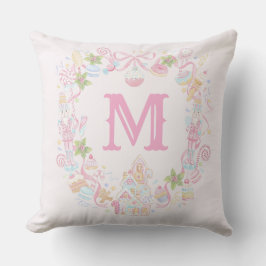 Pastel Sweet Holiday Treats Monogram Crest  クッション
