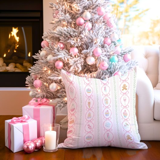Pastel Sweet Holiday Treats Monogram Crest  クッション