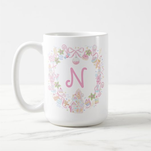 Pastel Sweet Holiday Treats Monogram Crest コーヒーマグカップ (左)