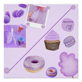 Pastel Sweets Collage Glossy Poster-wall art ポスター