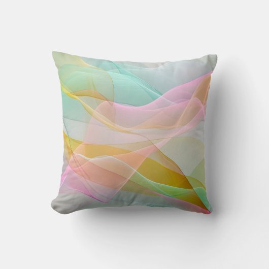 Pastel Symphony of Floating Sheer Ribbons クッション (正面)
